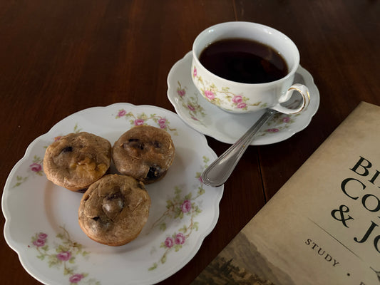 Four-Ingredient Banana, Peanut Butter & Blueberry Muffins